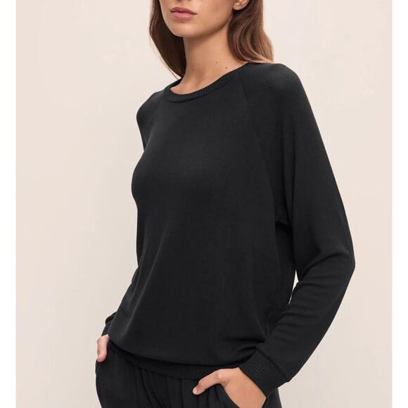 NWT EBERJEY Cozy Time Crew Neck Pullover Black Small - Picture 1 of 6